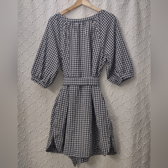 eShakti Black and White Gingham Long Sleeve Dress - Picture 2 of 10